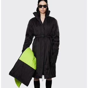 RAINS Long Padded Belted Nylon Trench Coat Jacket